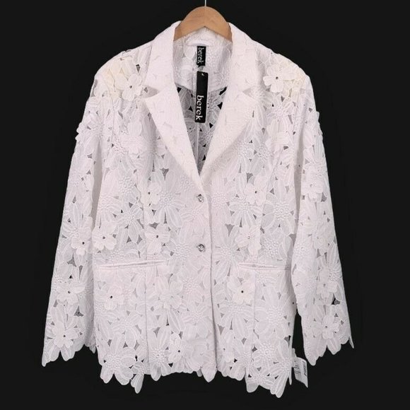 berek Jackets & Coats Nwt Berek White Floral Embroidered Jeweled